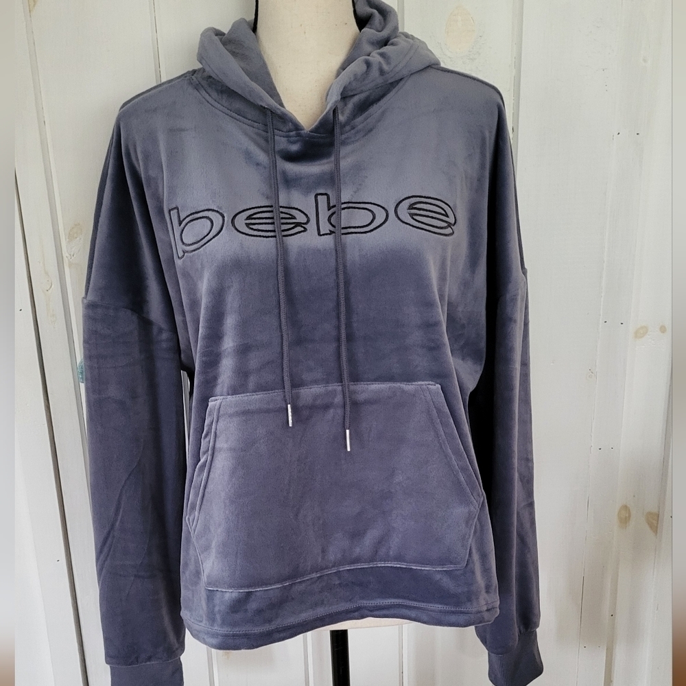 BEBE Sport Velour Soft Cropped Hoodie Size 1X